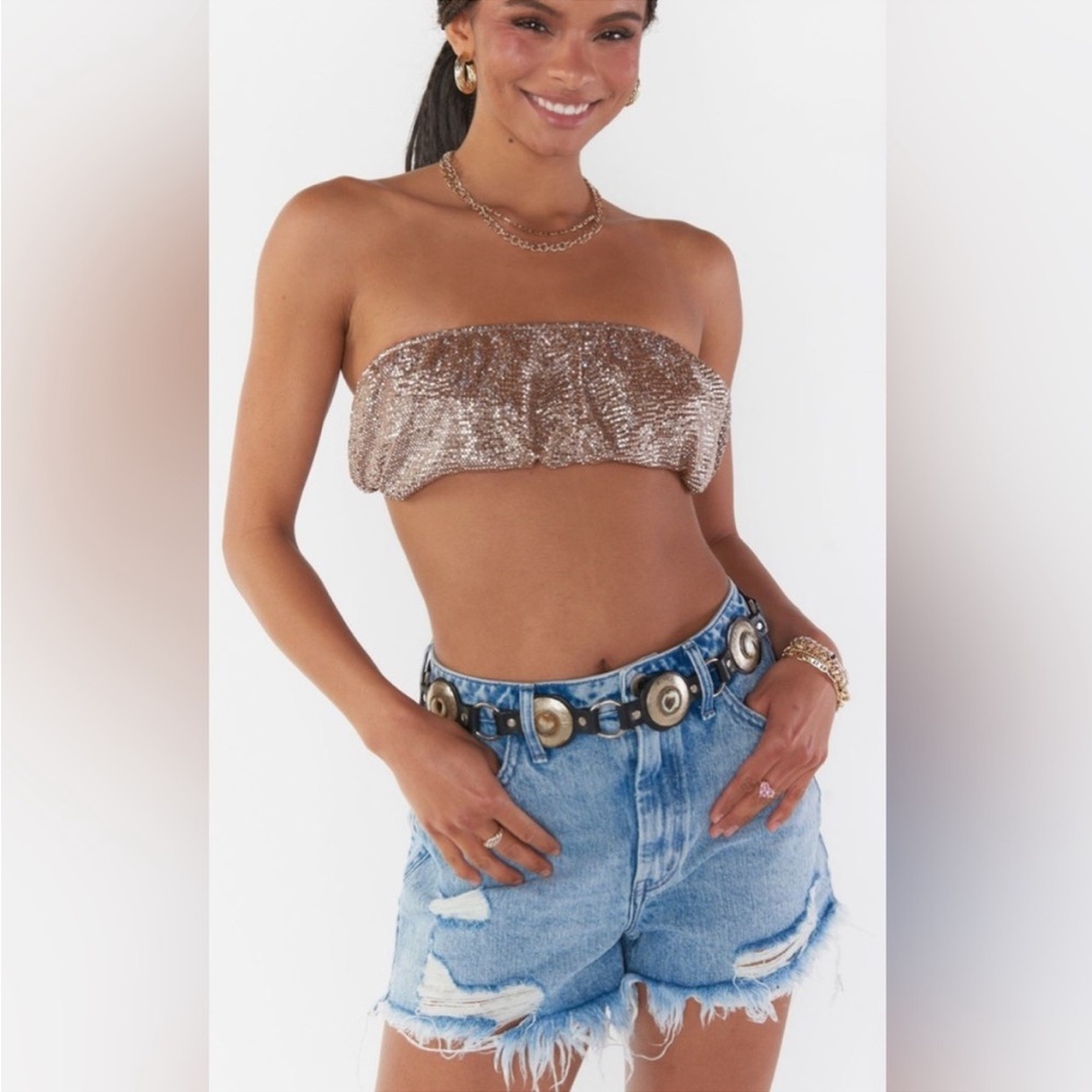 Show Me Your Mumu Micro Tube Top in Silver Confetti NWT